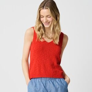 J.Crew Tank Womens XXL Red Knit Beach Sweater Sleeveless New
